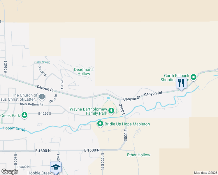 map of restaurants, bars, coffee shops, grocery stores, and more near 2929 Thirty Oaks Drive in Springville