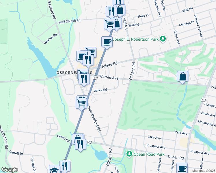 map of restaurants, bars, coffee shops, grocery stores, and more near 89 Spring Lake Garden Court in Spring Lake
