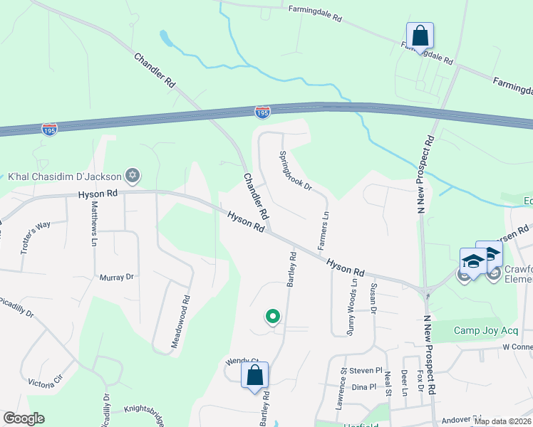 map of restaurants, bars, coffee shops, grocery stores, and more near 10 Summerhill Avenue in Jackson Township