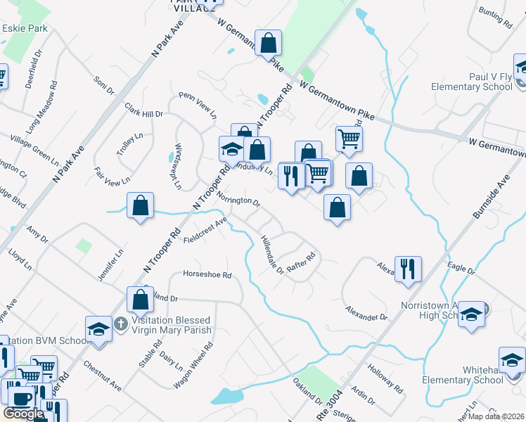 map of restaurants, bars, coffee shops, grocery stores, and more near 2451 Norrington Drive in Eagleville
