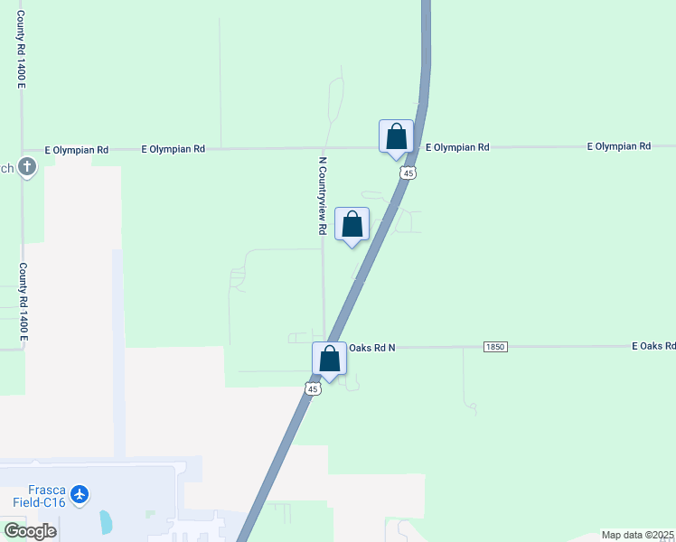 map of restaurants, bars, coffee shops, grocery stores, and more near 3606 North Countryview Road in Urbana