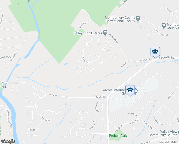 map of restaurants, bars, coffee shops, grocery stores, and more near 7005 Pleasant View Circle in Collegeville