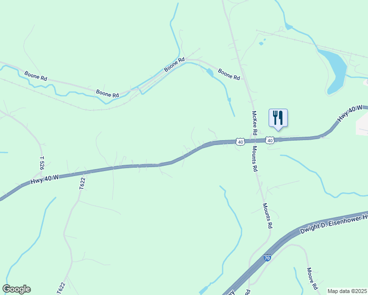 map of restaurants, bars, coffee shops, grocery stores, and more near 3466 U.S. Highway 40 in Washington