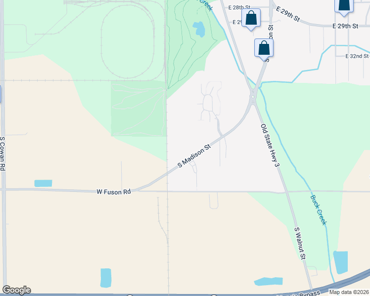 map of restaurants, bars, coffee shops, grocery stores, and more near 4615 S Madison St in Muncie