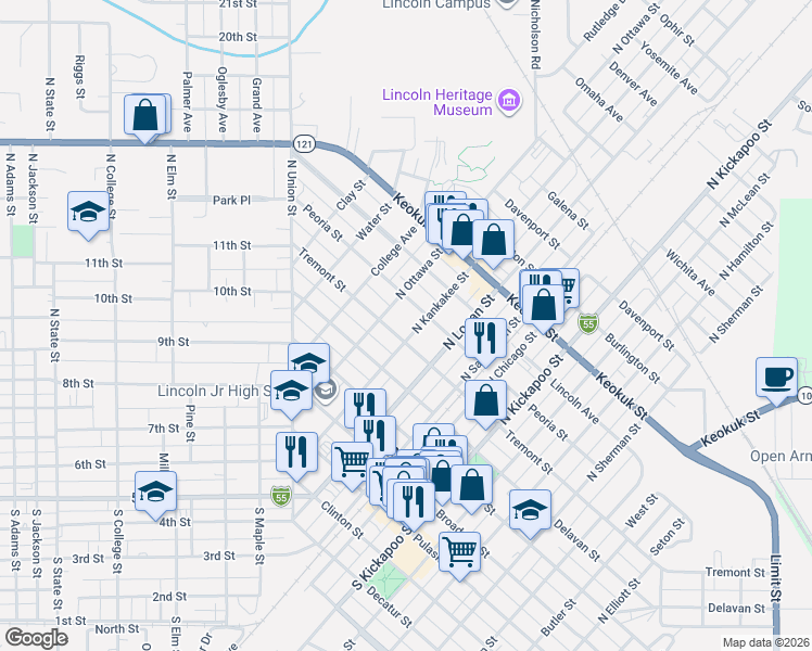 map of restaurants, bars, coffee shops, grocery stores, and more near 500-598 Tremont St in Lincoln