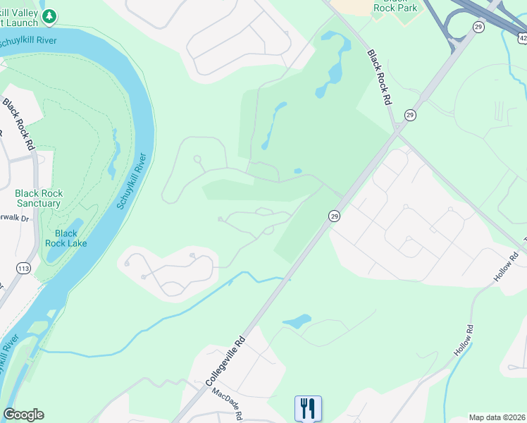 map of restaurants, bars, coffee shops, grocery stores, and more near 1 Starling Court in Phoenixville