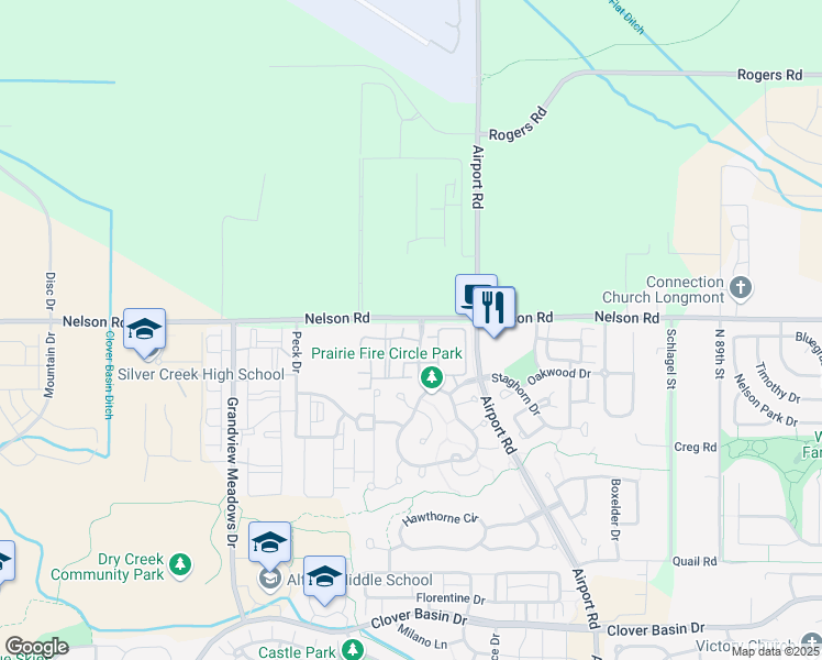 map of restaurants, bars, coffee shops, grocery stores, and more near 1903 Gooseberry Drive in Longmont