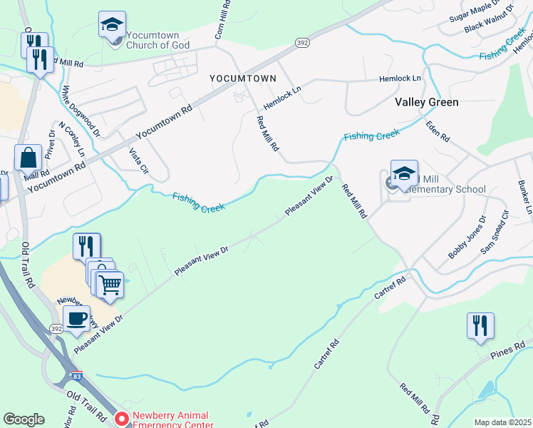 map of restaurants, bars, coffee shops, grocery stores, and more near 165 Pleasant View Drive in Goldsboro