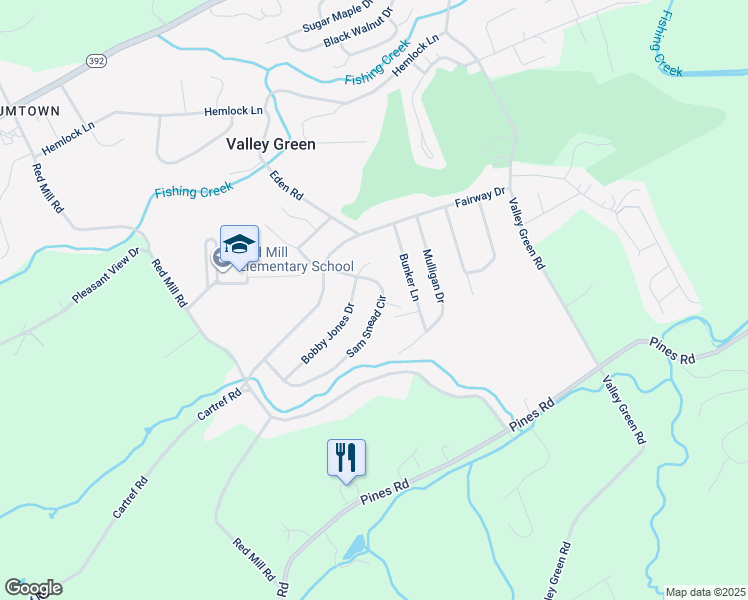 map of restaurants, bars, coffee shops, grocery stores, and more near 65 Sam Snead Circle in Goldsboro