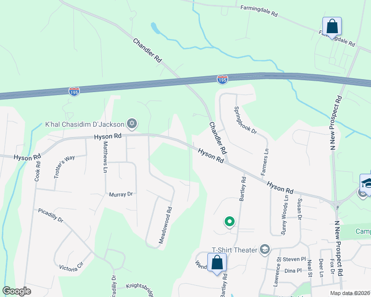 map of restaurants, bars, coffee shops, grocery stores, and more near 835 Hyson Road in Jackson Township