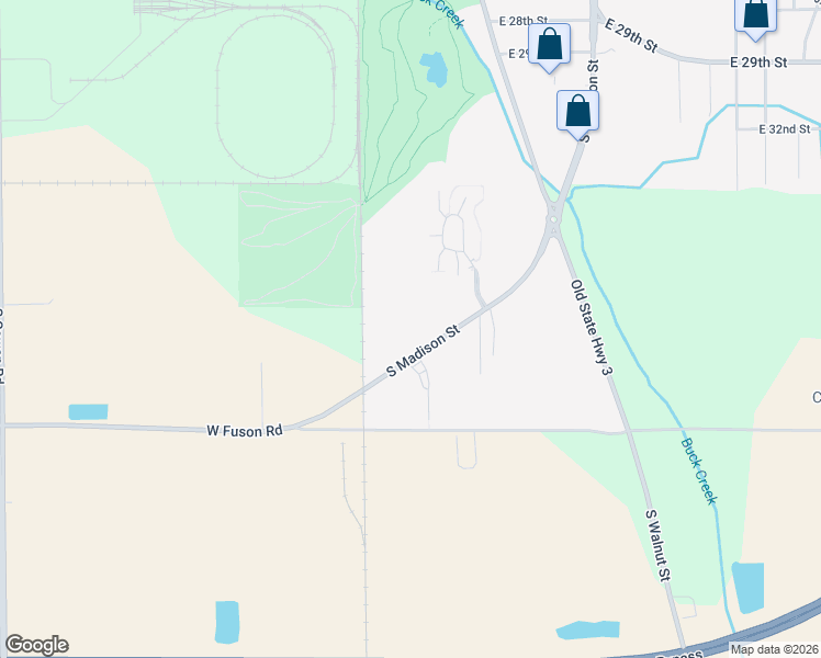 map of restaurants, bars, coffee shops, grocery stores, and more near 4615 South Madison Street in Muncie