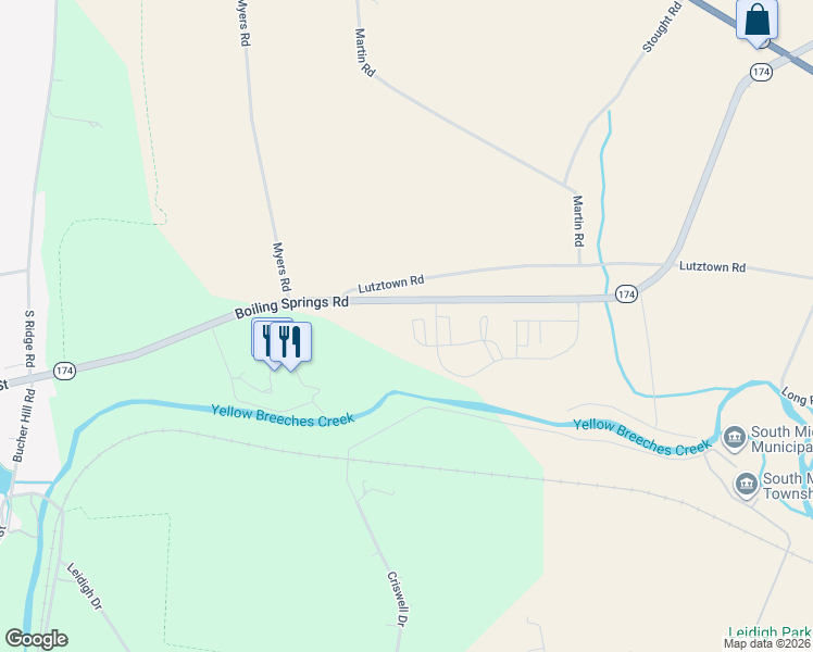 map of restaurants, bars, coffee shops, grocery stores, and more near 191 Highlander Way in Boiling Springs