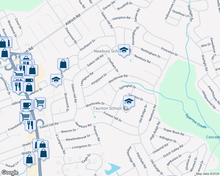 map of restaurants, bars, coffee shops, grocery stores, and more near 7 Stockport Way in Howell Township