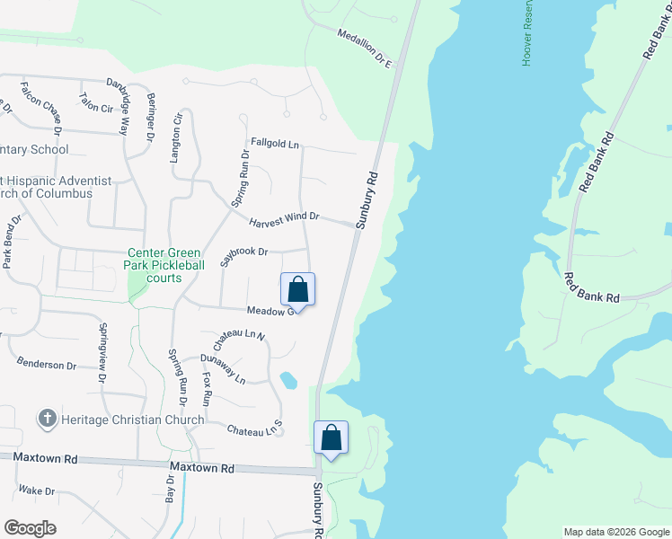 map of restaurants, bars, coffee shops, grocery stores, and more near 14 North Vine Street in Westerville