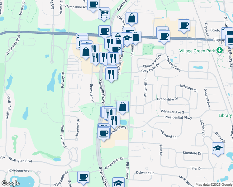 map of restaurants, bars, coffee shops, grocery stores, and more near 3906 Sandstone Circle in Powell