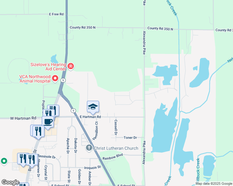 map of restaurants, bars, coffee shops, grocery stores, and more near 1201 Frosty Lane in Anderson