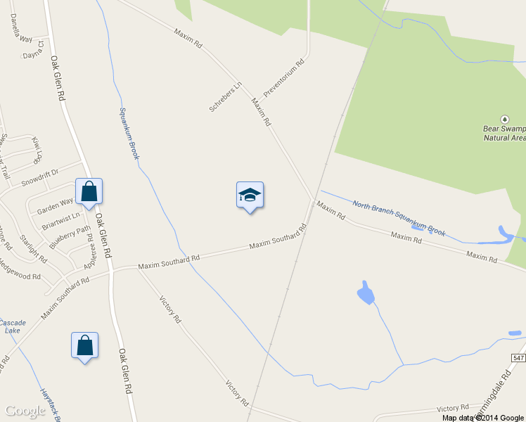 map of restaurants, bars, coffee shops, grocery stores, and more near 232 Maxim Rd in Howell