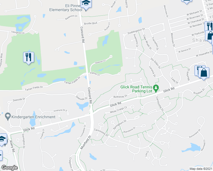 map of restaurants, bars, coffee shops, grocery stores, and more near 5782 Rothesay Drive in Dublin