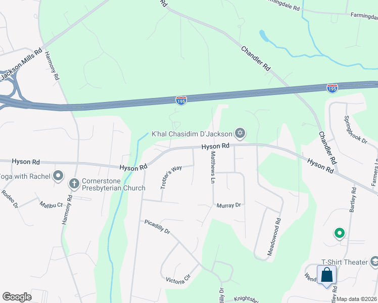 map of restaurants, bars, coffee shops, grocery stores, and more near 14 Trotter's Way in Jackson Township