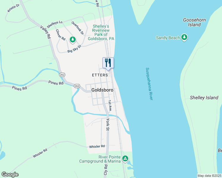 map of restaurants, bars, coffee shops, grocery stores, and more near 21 Railroad Street in Highspire