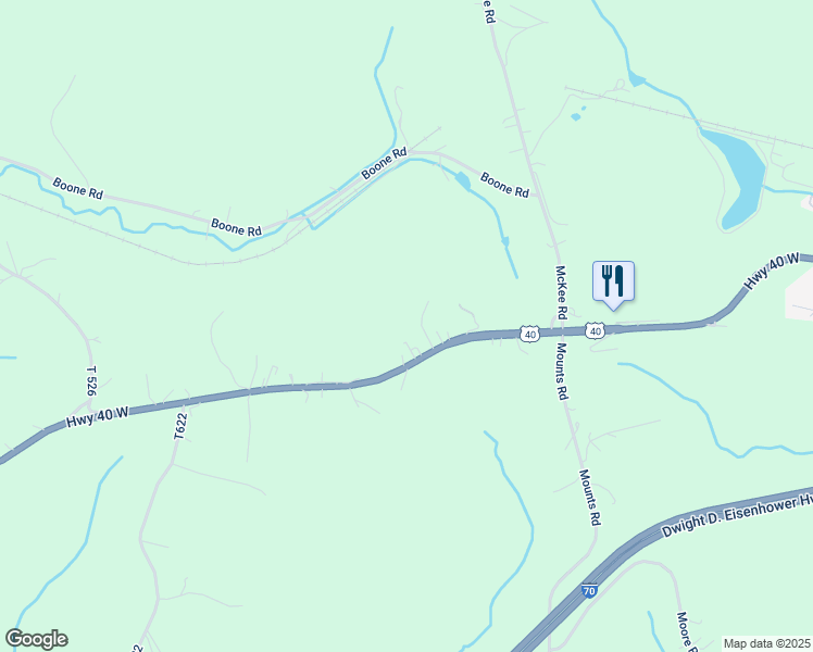map of restaurants, bars, coffee shops, grocery stores, and more near 3466 U.S. 40 in Washington