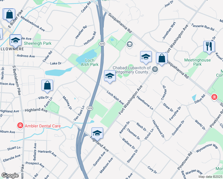 map of restaurants, bars, coffee shops, grocery stores, and more near 800 Loch Alsh Avenue in Fort Washington