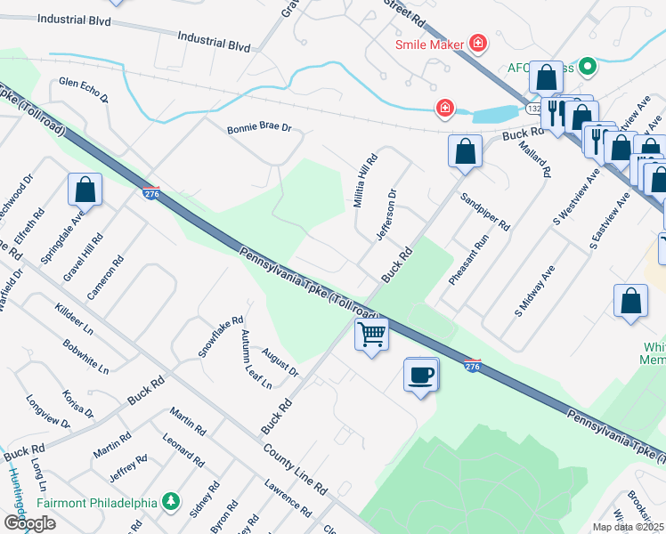 map of restaurants, bars, coffee shops, grocery stores, and more near 1795 Brandywine Drive in Southampton