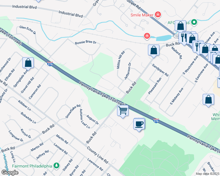 map of restaurants, bars, coffee shops, grocery stores, and more near 1795 Brandywine Drive in Southampton