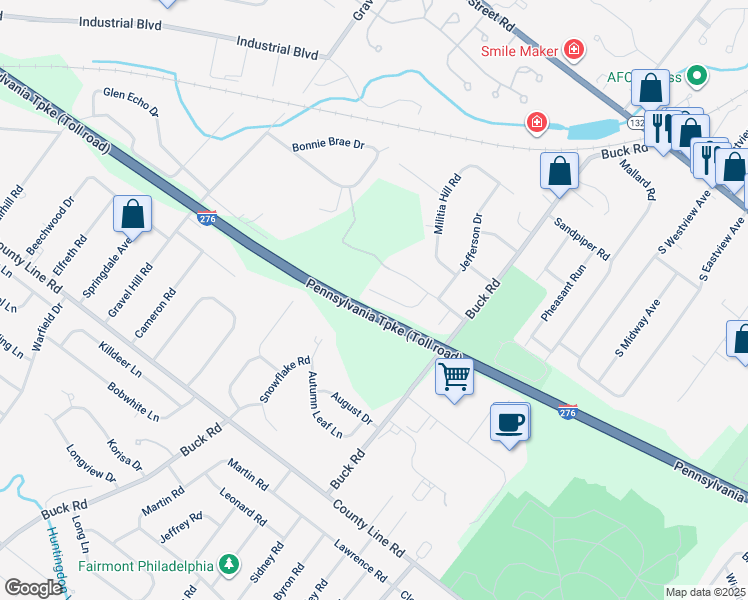 map of restaurants, bars, coffee shops, grocery stores, and more near 1744 Brandywine Drive in Southampton