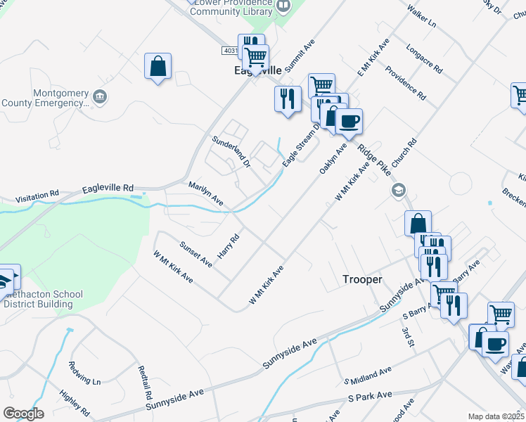 map of restaurants, bars, coffee shops, grocery stores, and more near 1110 Wooded Place in Eagleville