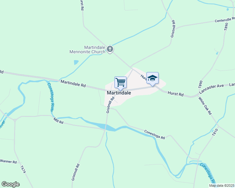 map of restaurants, bars, coffee shops, grocery stores, and more near 514 Gristmill Road in Ephrata
