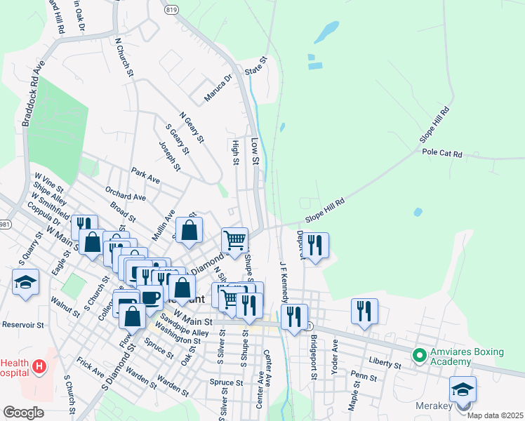 map of restaurants, bars, coffee shops, grocery stores, and more near 6802 Low Street in Mount Pleasant