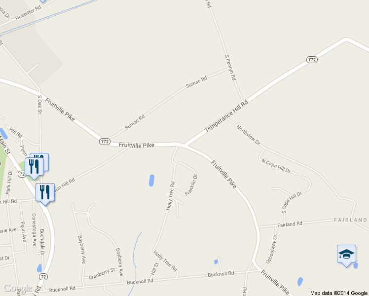 map of restaurants, bars, coffee shops, grocery stores, and more near 453 Fruitville Pike in Manheim