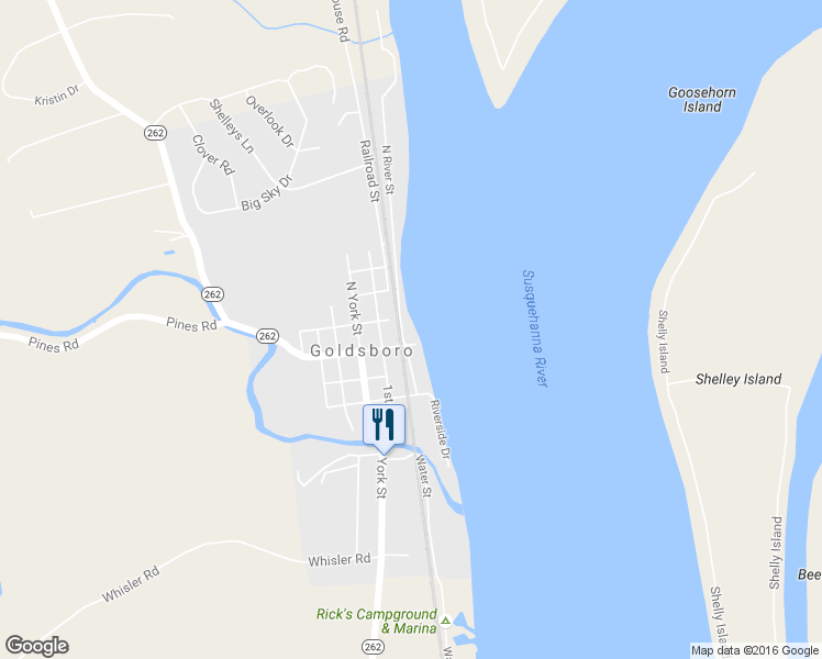 map of restaurants, bars, coffee shops, grocery stores, and more near 19 North River Street in Etters