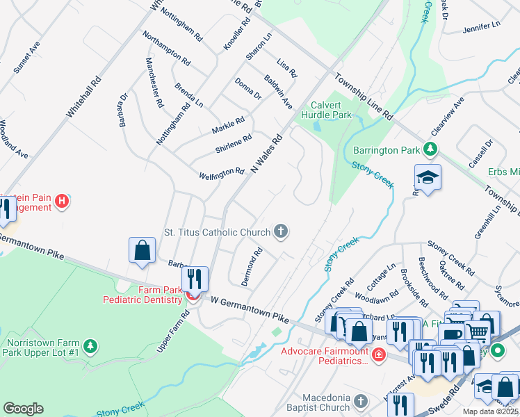 map of restaurants, bars, coffee shops, grocery stores, and more near 3003 Keenwood Road in Eagleville