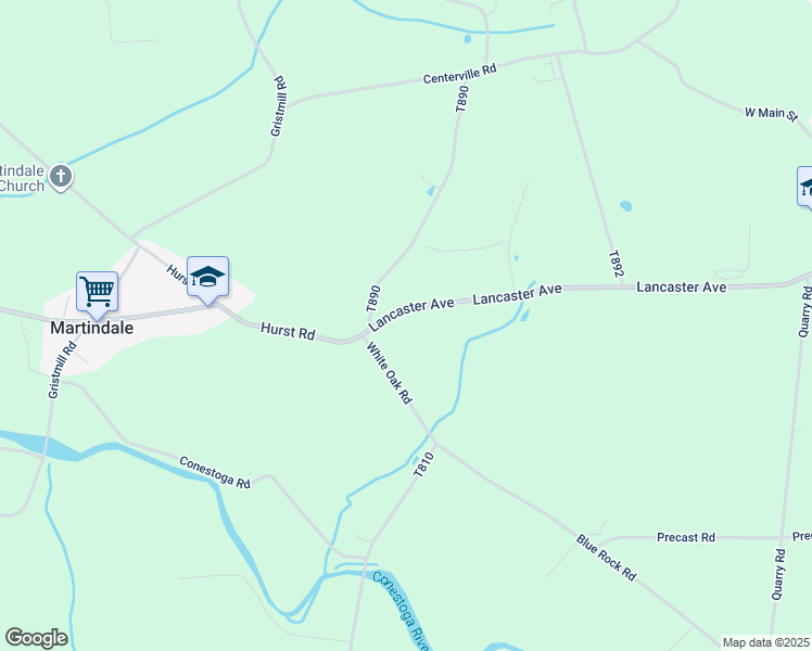 map of restaurants, bars, coffee shops, grocery stores, and more near 674 Lancaster Avenue in New Holland