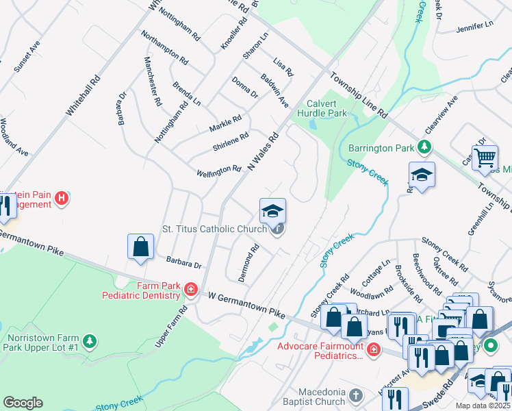 map of restaurants, bars, coffee shops, grocery stores, and more near 3003 Keenwood Road in Eagleville