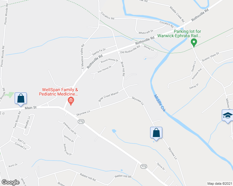 map of restaurants, bars, coffee shops, grocery stores, and more near 99 Briar Crest Manor in Lititz