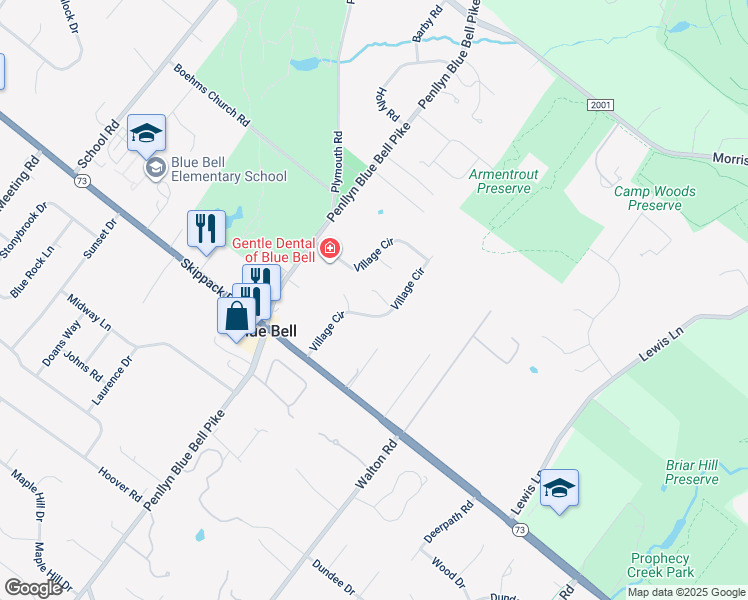 map of restaurants, bars, coffee shops, grocery stores, and more near 536 Quail Court in Blue Bell