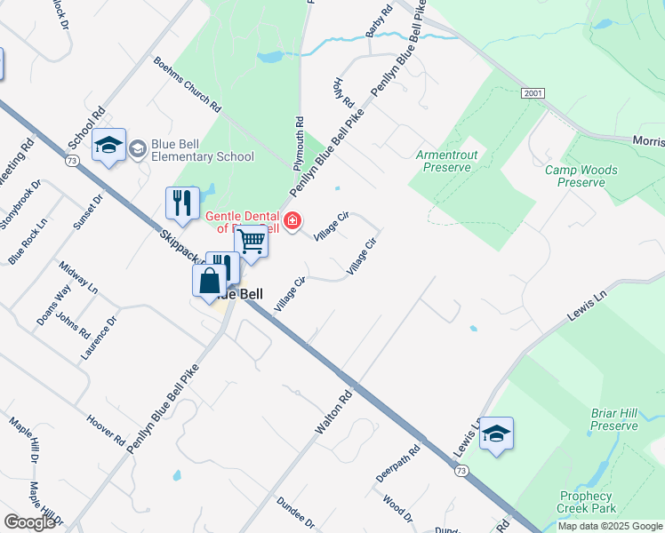 map of restaurants, bars, coffee shops, grocery stores, and more near 536 Quail Court in Blue Bell