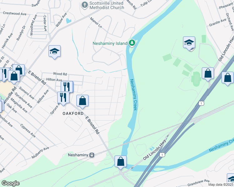 map of restaurants, bars, coffee shops, grocery stores, and more near 2031 Summit Avenue in Bucks County