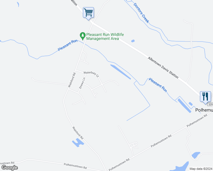 map of restaurants, bars, coffee shops, grocery stores, and more near 5 Wingate Court in Allentown