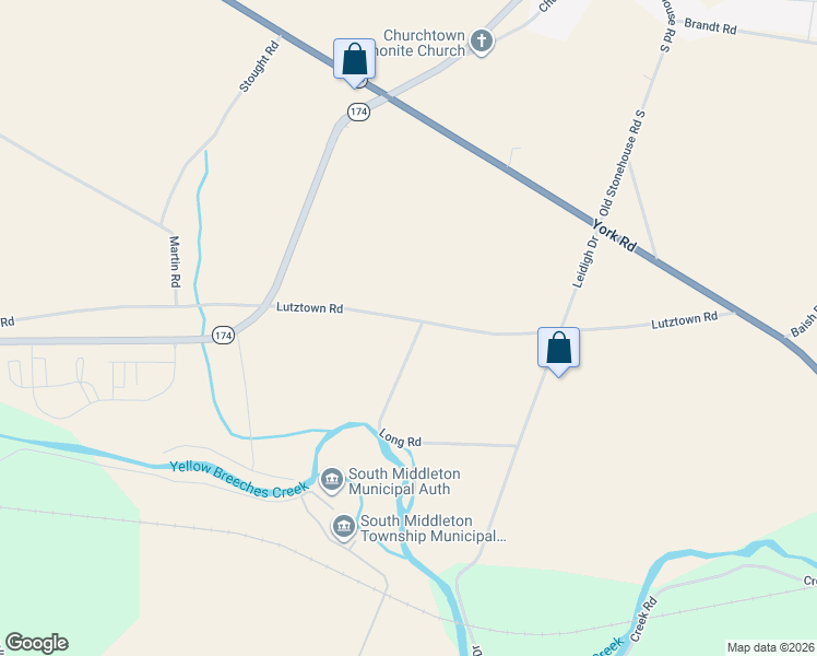 map of restaurants, bars, coffee shops, grocery stores, and more near 1393 Lutztown Road in Boiling Springs