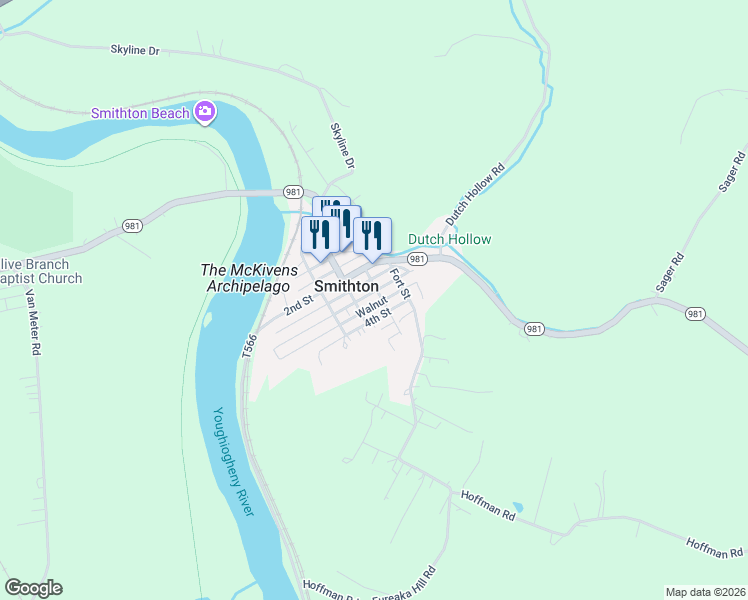 map of restaurants, bars, coffee shops, grocery stores, and more near 323 3rd St in Smithton