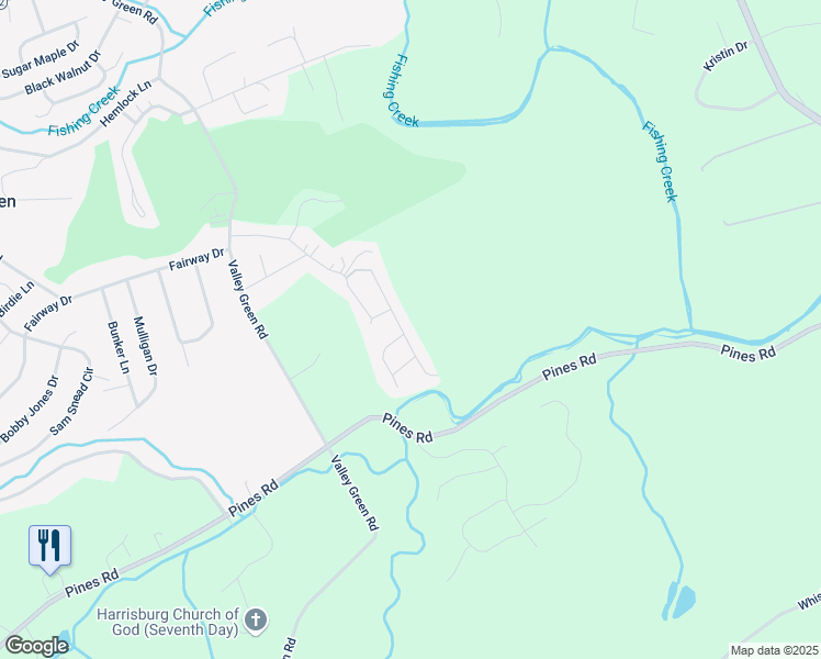 map of restaurants, bars, coffee shops, grocery stores, and more near 25 South Ben Hogan Drive in York County