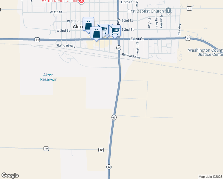 map of restaurants, bars, coffee shops, grocery stores, and more near South Cedar Avenue in Akron