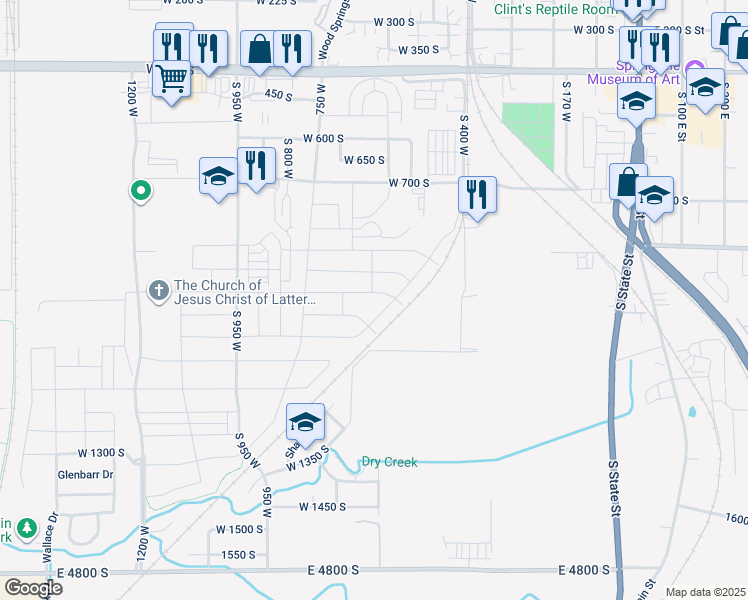 map of restaurants, bars, coffee shops, grocery stores, and more near 900 South in Springville