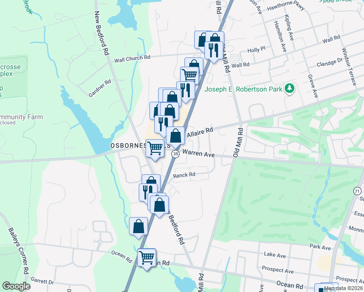 map of restaurants, bars, coffee shops, grocery stores, and more near 2004 New Jersey 35 in Wall Township