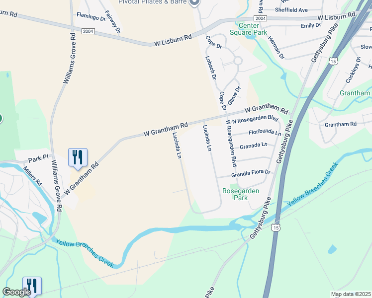 map of restaurants, bars, coffee shops, grocery stores, and more near 495 Lucinda Ln in Mechanicsburg