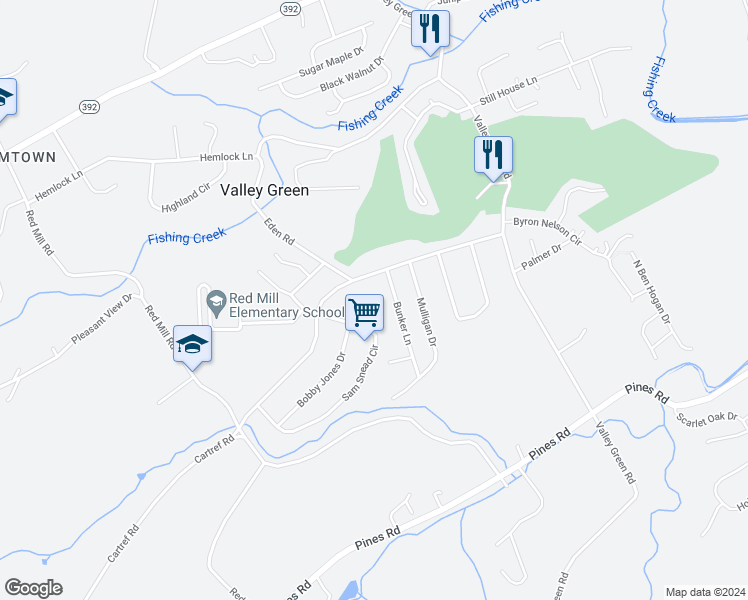 map of restaurants, bars, coffee shops, grocery stores, and more near 35 Bobby Jones Drive in Goldsboro